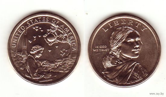 1 доллар 2019 США, Сакагавея Инженер Мэри Голда Росс индейцы в космической программе (из рола) D США