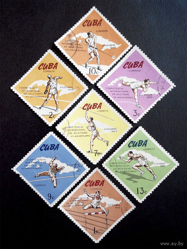 Куба 1965 г. Спортивные Соревнования. Гавана. Легкая атлетика, полная серия из 7 марок #0087-С1P13