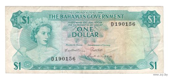 Багамские острова 1 доллар 1965 года. Тип Р 18b. Состояние VF