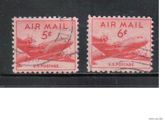 США-1947, (Мих.552-553), гаш.  , Авиапочта, Самолет "Дуглас", (полная серия) (2)