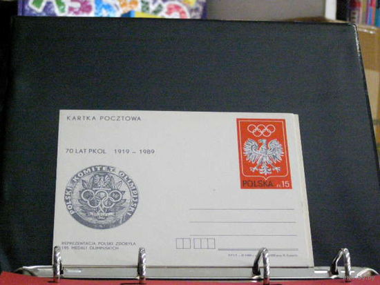ПК с ОМ 70 лет Олимпийский комитет. Польша 1989 спорт герб