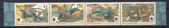 Ящерицы Сент-Люсия 2008 год серия из 4-х марок