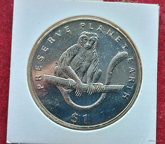 Эритрея 1 доллар, 1994 Берегите планету Земля - Колобус