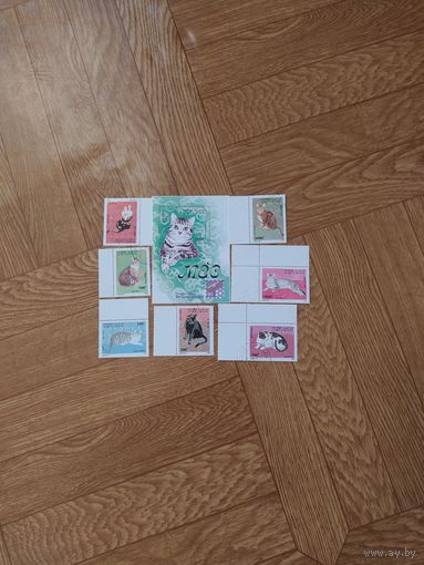Вьетнам полная серия марок 1990 г. Кошки.