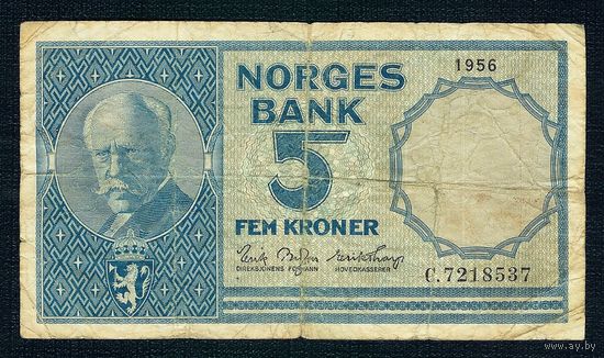 Норвегия 5 крон 1956 год. RедкаЯ!