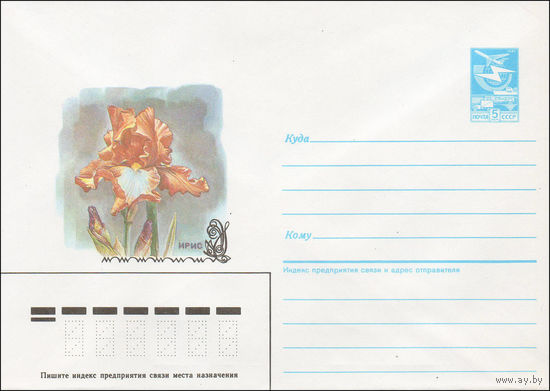 Художественный маркированный конверт СССР N 87-113 (12.03.1987) Ирис