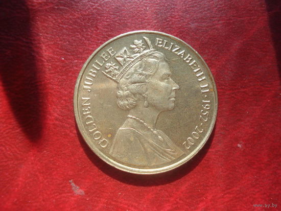 Памятный монетовидный жетон Золотой юбилей правления Елизаветы II 1952-2002 (без футляра) RR
