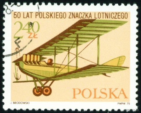 50-летие польской авиапочтовой марки Польша 1975 год 1 марка