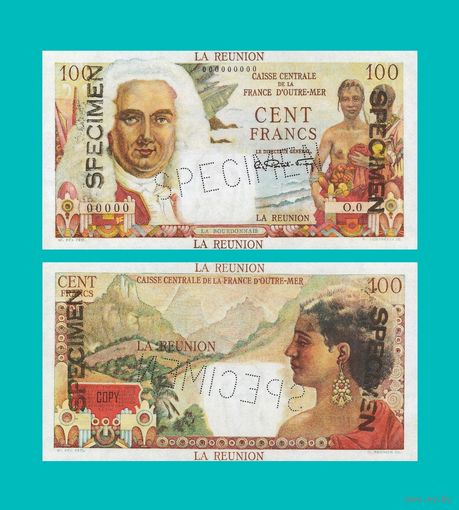 [КОПИЯ] Реюньон 100 франков 1947 г. Образец.