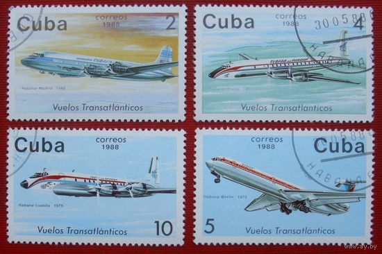 Куба. Самолёты. ( 4 марки ) 1988 года. 2-2.