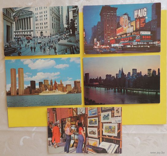 Открытки "Нью-Йорк", 1970-е гг., 5 шт.