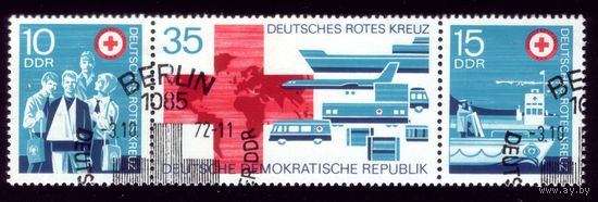Сцепка из 3 марок 1972 год ГДР Красный крест 1789-1791