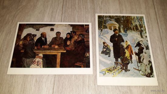 Ленин и дети живопись открытки СССР