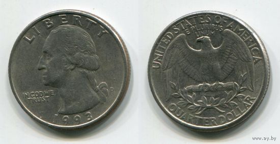 США. 25 центов (1993, буква D)
