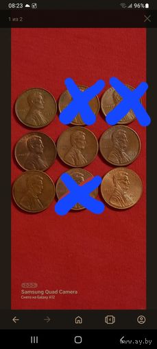 США, 1 цент 1973(D), 1978(D), 1980, 1986(D), 1987(D), 1993, 1998(D), 2001(D).