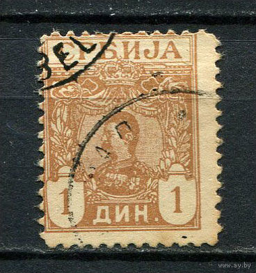 Королевство Сербия - 1901 - Король Александр I 1Din - [Mi.59] - 1 марка. Гашеная.  (Лот 29DW)-T2P3