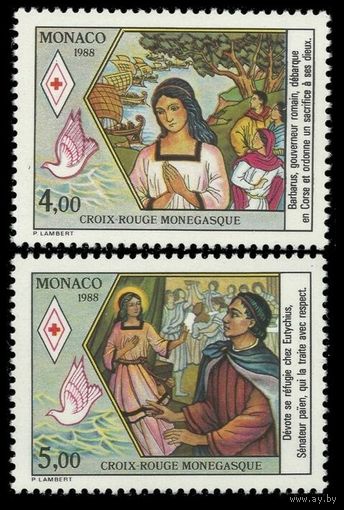 1988 Монако 1882-1883 Красный Крест "Святой Покровитель Монако" 4,40 евро
