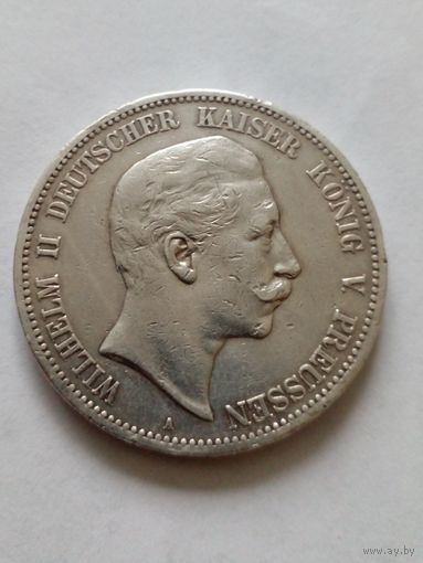 Пруссия 5 марок 1908А,отличная.