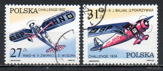 Авиация Польша  1982 год серия из 2-х марок