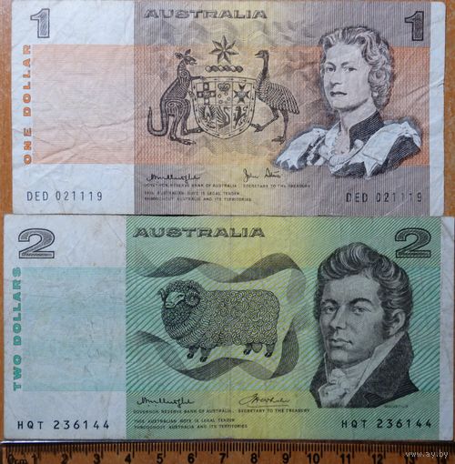1+2 доллара 1979-85 г.г. Австралия #P42d+#P43e