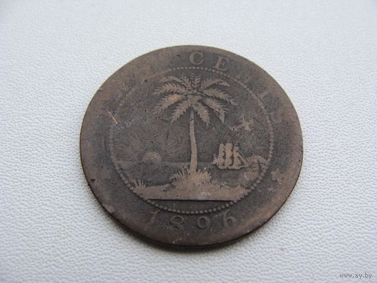 Либерия. 2 цента 1896 год  KM#6  Редкая!!!   Тираж: 323.000 шт