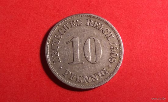 10 пфеннигов 1908 А. Германия.