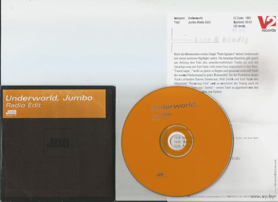 UNDERWORLD - Jumbo (ENGLAND CD SINGLE 1999)