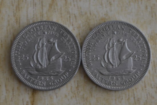 Восточные Карибы 25 центов 1955