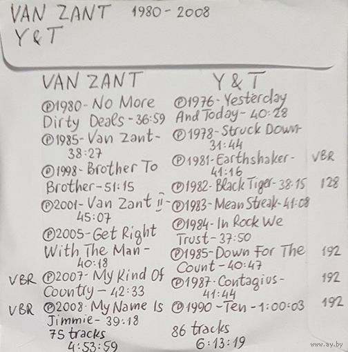 CD MP3 дискография Van ZANT, Y & T - 2 CD