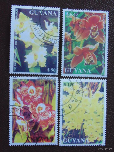 Гайана 1991 г. Цветы.