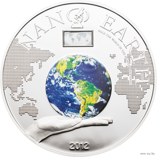 Острова Кука 10 долларов 2012г. "NANO: Нано земля с нано чипом". Монета в капсуле; сертификат. СЕРЕБРО 50гр.