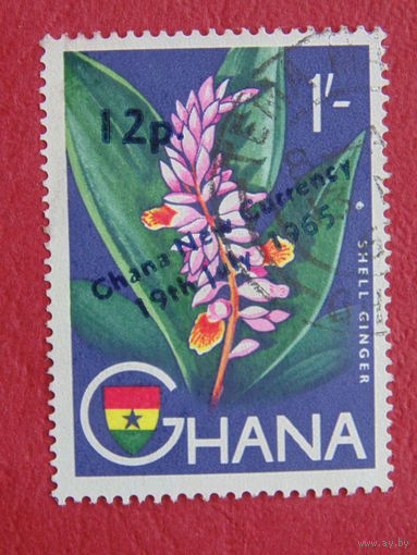 Гана 1965 г. Цветы. Надпечатка.