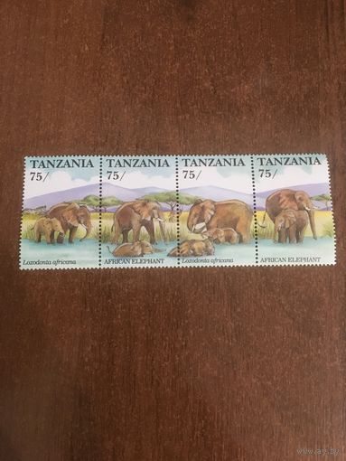 Танзания 1991. Африканские слоны. Сцепка