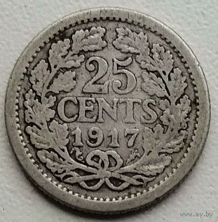 Нидерланды 25 цент 1917