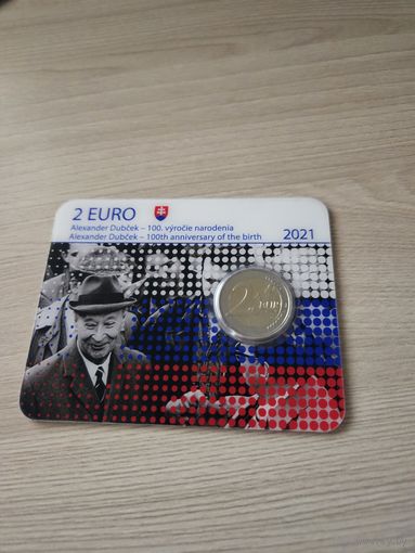 Словакия 2021 г. BU 2 евро 100 лет со дня рождения Александра Дубчека