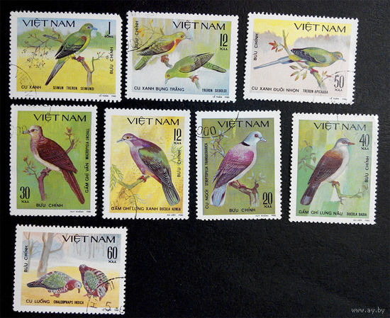 Вьетнам 1980 г. Птицы. Фауна. перфорация. полная серия из 8 марок #0020-Ф1P5