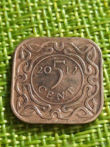 Суринам 5 центов 2012 г ( сталь с медным покрытием , редкий год )