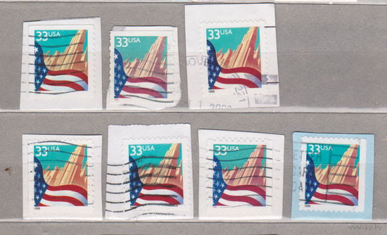 Флаг Архитектура США 1999 год год лот 1065 БЕЗ ПОВТОРОВ разновидности разная зубцовка и т.д  МОЖНО РАЗДЕЛЬНО 7 марок