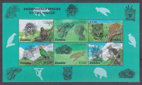 1997 Замбия 674-679KL Фауна - Леопард 6,00 евро