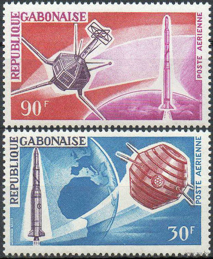 Спутники Габон 1966 год серия из 2-х марок