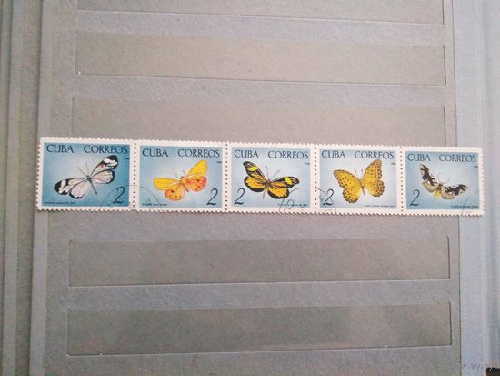 Марки Куба, бабочки, 1965г., блок (5 марок)
