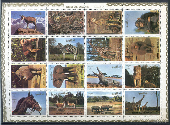 Умм-эль-Кайвайн - 1972г. - Животные - полная серия, MNH [Mi 1002-1070] - 16 марок - лист