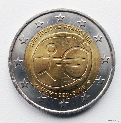Франция 2 евро 2009 10 лет монетарной политики ЕС (EMU) и введения евро