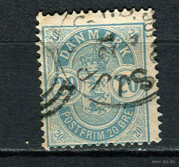 Дания - 1884/1902 - Герб 20 O - [Mi.36 Y A] - 1 марка. Гашеная.  (Лот 30CW)