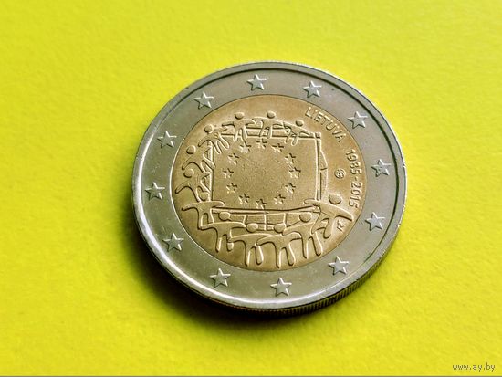 Литва. 2 евро 2015 - 30 лет флагу Европейского союза. Торг.