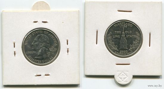 США. 25 центов (2000, Мэриленд, буква D, aUNC)