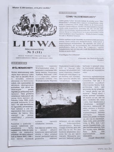 Litwa, hlos monarchisty. 5(11) 2001.