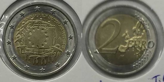 2 евро 2015 Германия J 30 лет флагу UNC