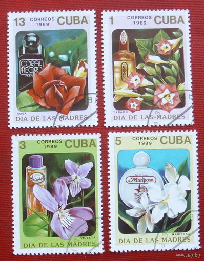 Куба. Цветы. ( 4 марки ) 1989 года. 3-15.