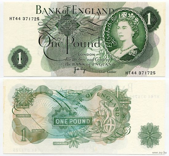Великобритания. 1 фунт (образца 1970 года, P374g, подпись Page, aUNC)